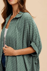 Annie Wear Women's Checkered Button-Up Half Sleeve Cotton Shirt